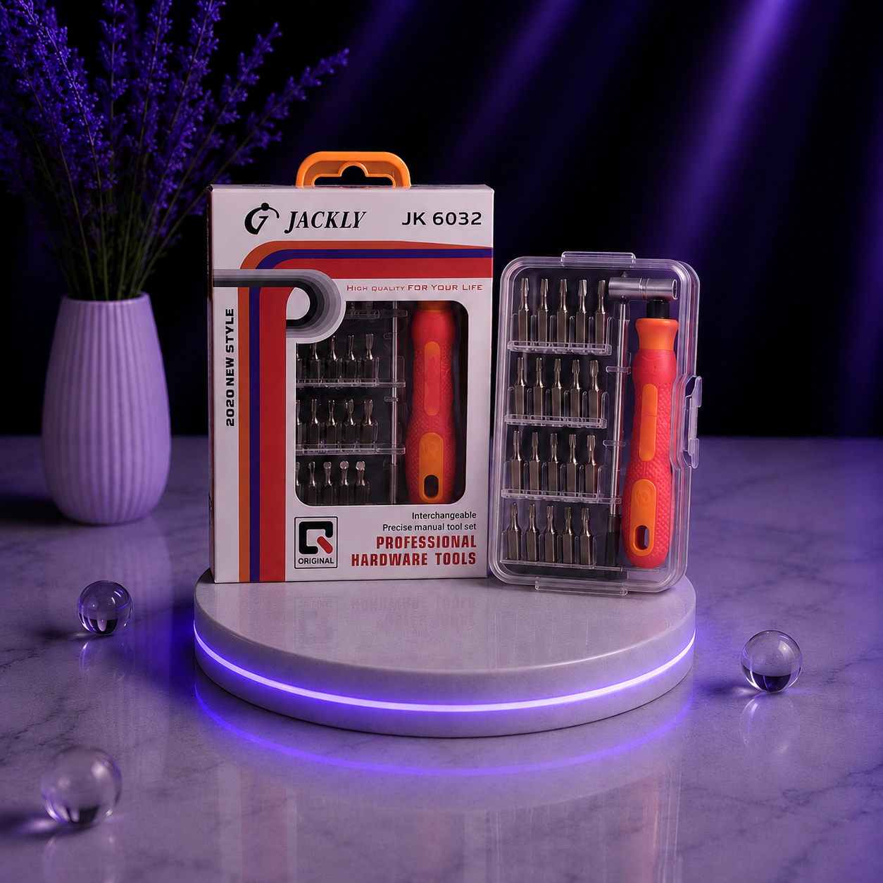 ست پیچ گوشتی 32 عددی JACKLY مدل JK-6032 | مجموعه پیچ گوشتی تعمیرات موبایل و الکترونیک